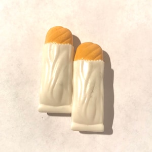 Vintage 1990s 11.5&quot;/30cm Fashion Doll 1:6 Scale Miniature Set of 2 Loaves of Bread/Baguette/Ciabatta/Sourdough Dollhouse Mini Diorama