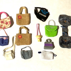 Vintage 1990s 11.5&quot;/30 cm Fashion Dolls and Friends  1:6 Scale Miniature Selection of Bags/Purses/Raver Sling/Straw/More
