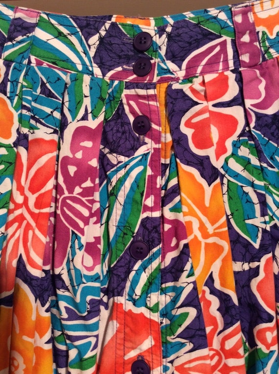 Vintage Early 1990s Bright, Bold, Rainbow Batik F… - image 2