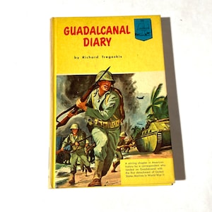 Vintage 1950s Richard Tregaskis &quot;Guadalcanal Diary&quot; WW2 Iconic Marine Corps Book/Japan/Pacific Theater/Collectible/War/Mid Century Graphic
