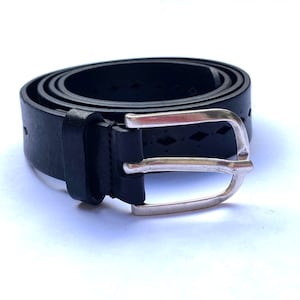 Vintage Early 1990s Fabio Corti Genuine Black Leather Belt Made in Italy/Size Large/Black leather belt/Made in Italy/1 inch wide/Classic Yay