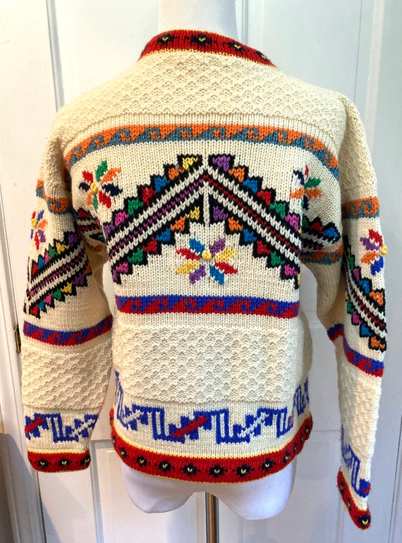 Vintage 1990s Boho Tribal Amazing Colorful Wool C… - image 6