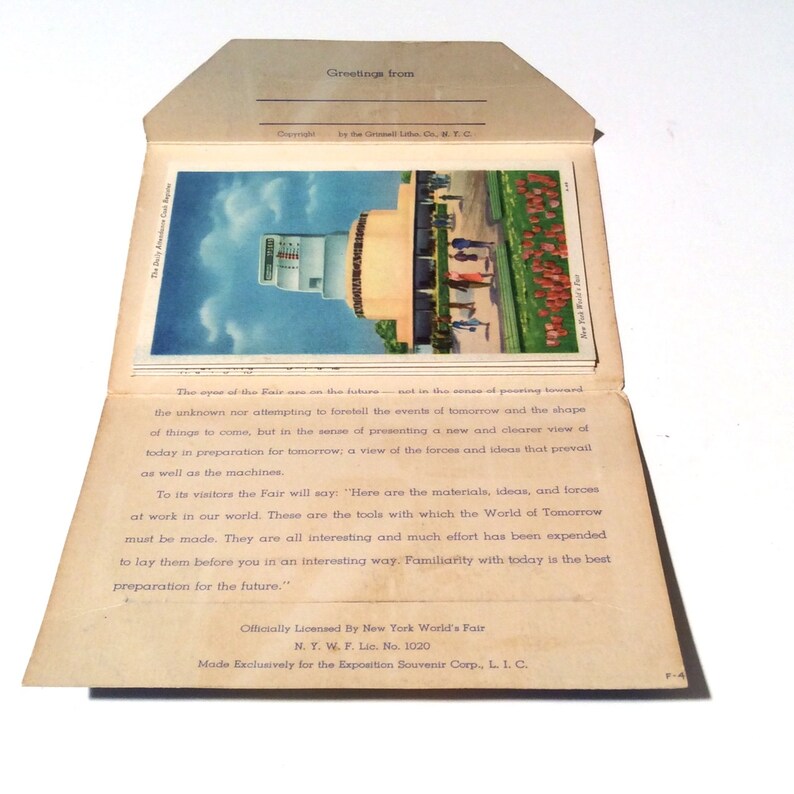 Uncut Linen Postcards Vintage 1939 Worlds Fair New York Art Deco Postcard Set 18 Litho Unused