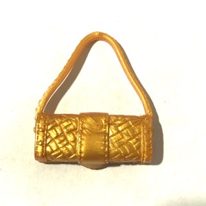 Vintage 11.5&quot;/30 cm  Fashion Doll Designer Miniature Gold Baguette Style Handbag Purse/Excellent Details/1:6 Scale