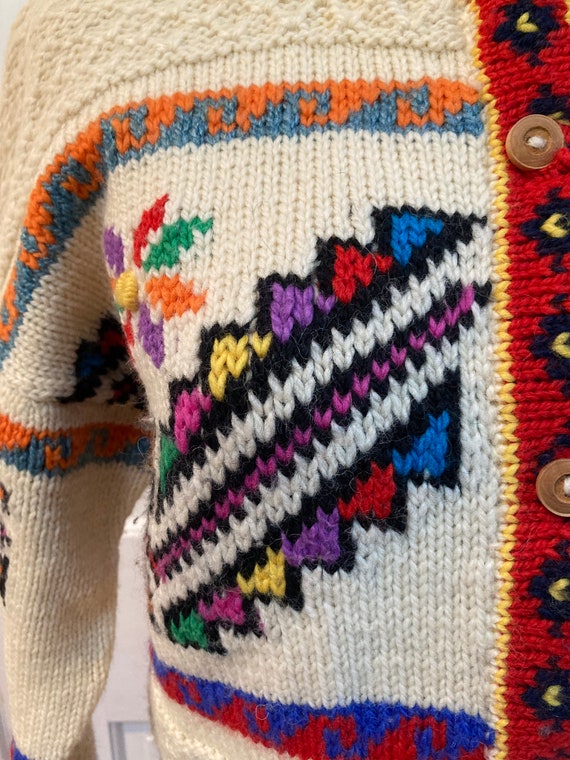 Vintage 1990s Boho Tribal Amazing Colorful Wool C… - image 3