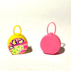 Vintage Early 1990s 11.5&quot;/30cm Fashion Doll 1:6 Scale  Miniature Suitcases/ Luggage Round Hardcase Bag/Hat Box/Pink