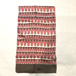 Vintage 1960s Mod Mod Long Bubblegum pink/Gray/Ivory scarf/Wavy Gravy Psychedelic Sock It To Me Pattern/Iconic Late 1960s/Polyester Pride