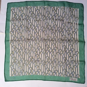 Vintage 1970s Paoli Sheer/Chiffon Chain Link Pattern Scarf, Geometric