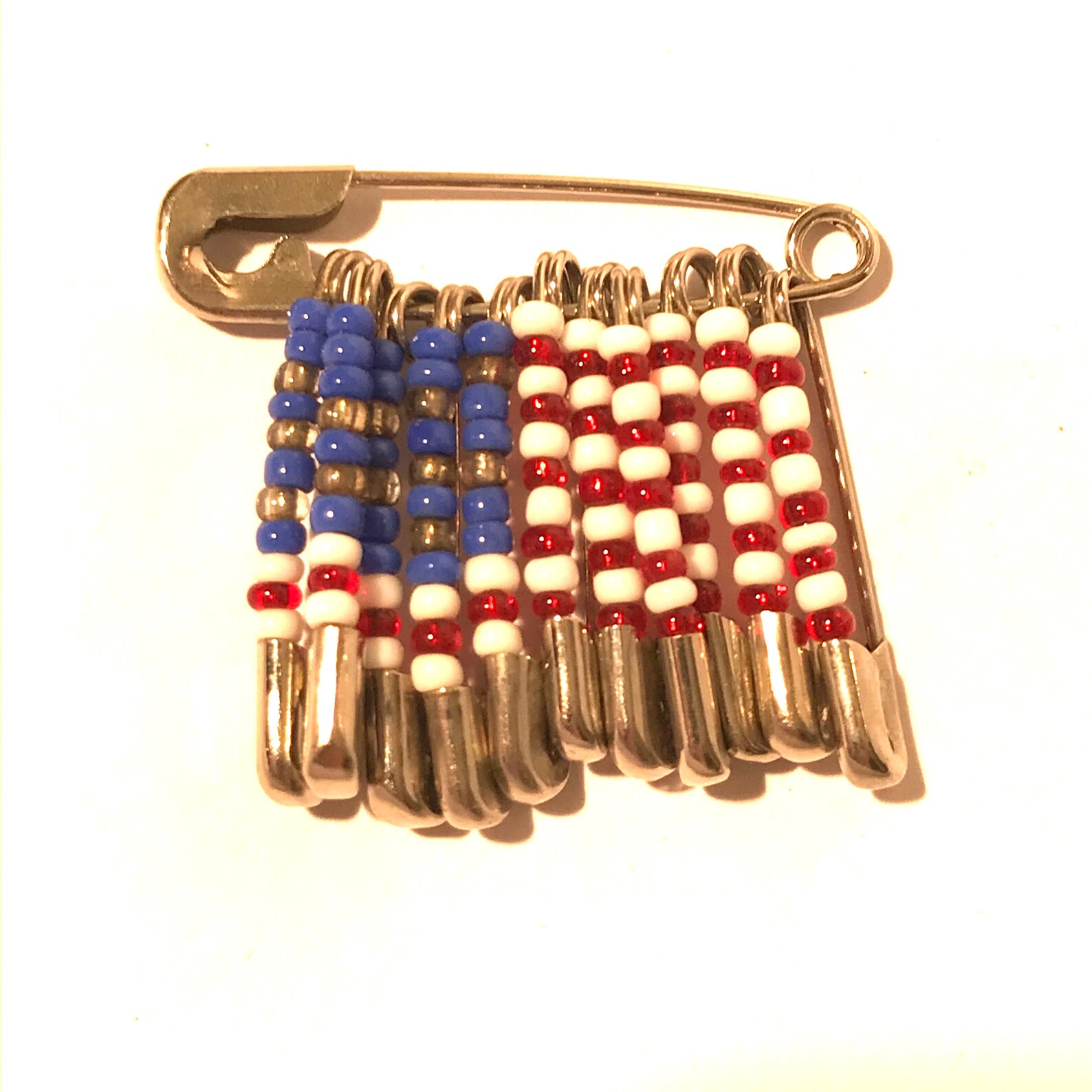 Vintage 1990s American Flag Safety Pin Beads USA USA Brooch Etsy