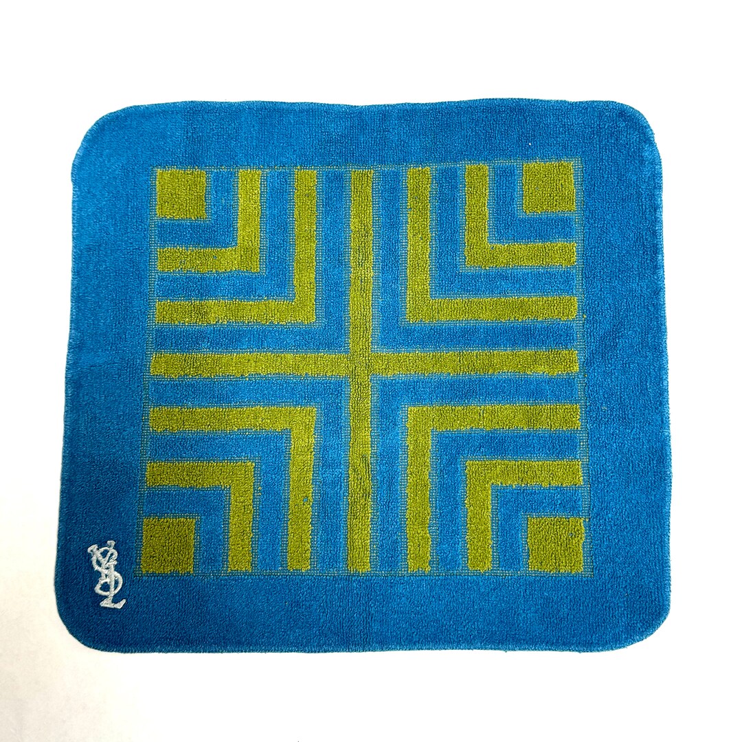 Vintage 1970s Yves Saint Laurent Fieldcrest Washcloth Blue and