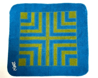 Vintage 1970s Yves Saint Laurent Fieldcrest Washcloth Blue and