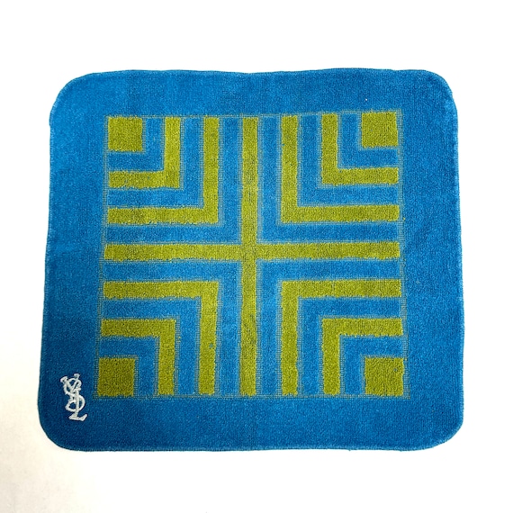 Vintage 1970s Yves Saint Laurent Fieldcrest Washcloth Blue and