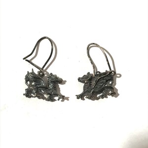 Vintage 1980s Super Goth Super Cute Miniature Dragon Drop Earrings/Fantasy on you Earlobes/Tiny Treasures/Giftworthy Vintage Victory