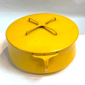 Vintage 1960s Dansk Designs France IHG Extra Large Yellow Kobenstyle Enamel Dutch Oven Pot/MCM Mod Yellow Color Pop and How! Sock it to Me!
