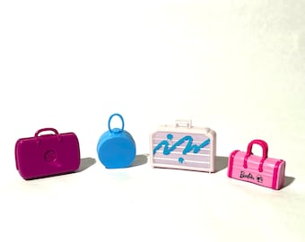 Vintage 1980s-2000s  11.5"/30cm doll HatBox and Hard Case Suitcases Choice of 4/Pink Duffle/Purple Briefcase/Gray Maxie Suitcase/Luggage