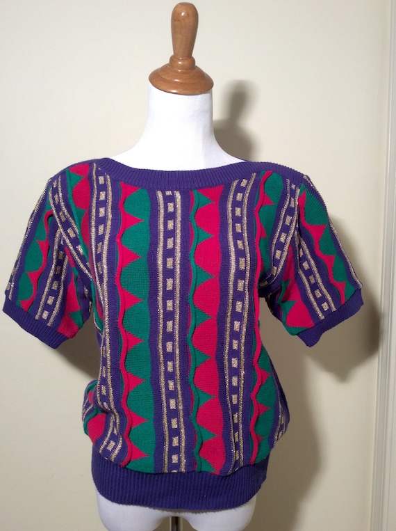 Vintage 1980s, Textile Classic Multi-Colored Brigh