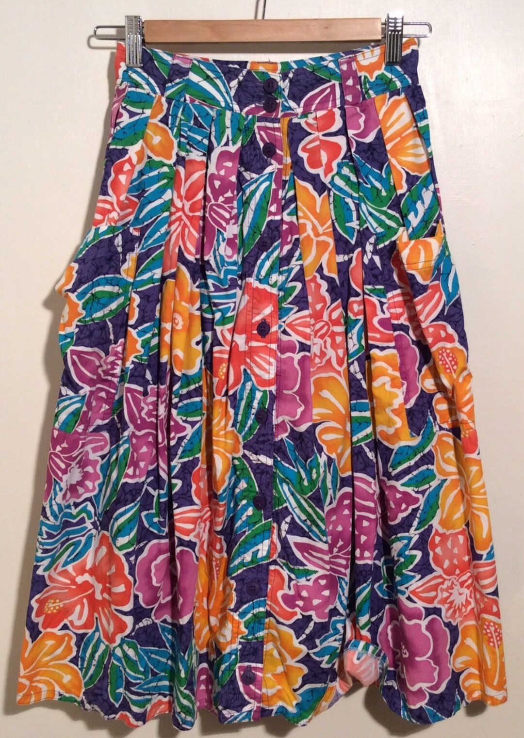 Vintage Early 1990s Bright Bold Rainbow Batik Full Length - Etsy