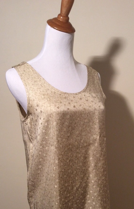 Vintage 1980s Ann Taylor Beige Sleeveless Silk Te… - image 3