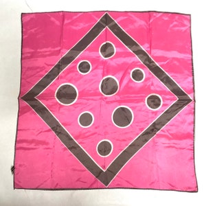 Vintage 1960s Bold Geometric Mod Mod Rose Pink Brown Bold Big and Beautiful Polyester Scarf/Fun Flirty and Fabulous