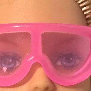 Vintage 1990s 11.5&quot;/30 cm fashion  Doll Oversized Pink Wrap Around Sunglasses/Pink Lenses/Modern and Magnificent