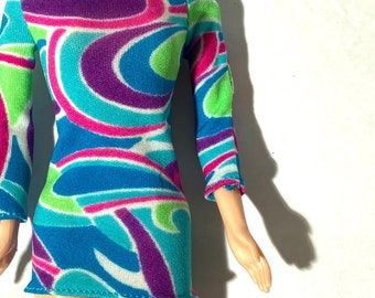 Vintage 1990s 11.5"/30 cm Fashion Doll 1:6 Scale Miniature Bold, Vibrant Designer Mod 1960s Collectors Classic/High fashion dress up