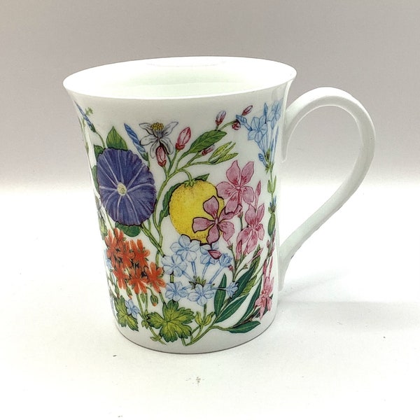 Vintage 2000s Lovely Tea Time Bright Floral Garden Bouquet Finebone China coffee tea mug, Hudson Middleton, England, Shabby Cottage Chic Yay