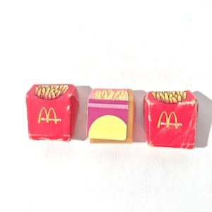 Vintage 1980s 11.5&quot;/30cm fashion Doll McDonalds PlaySet Set of 3 French Fries 1:6 Dollhouse Miniature