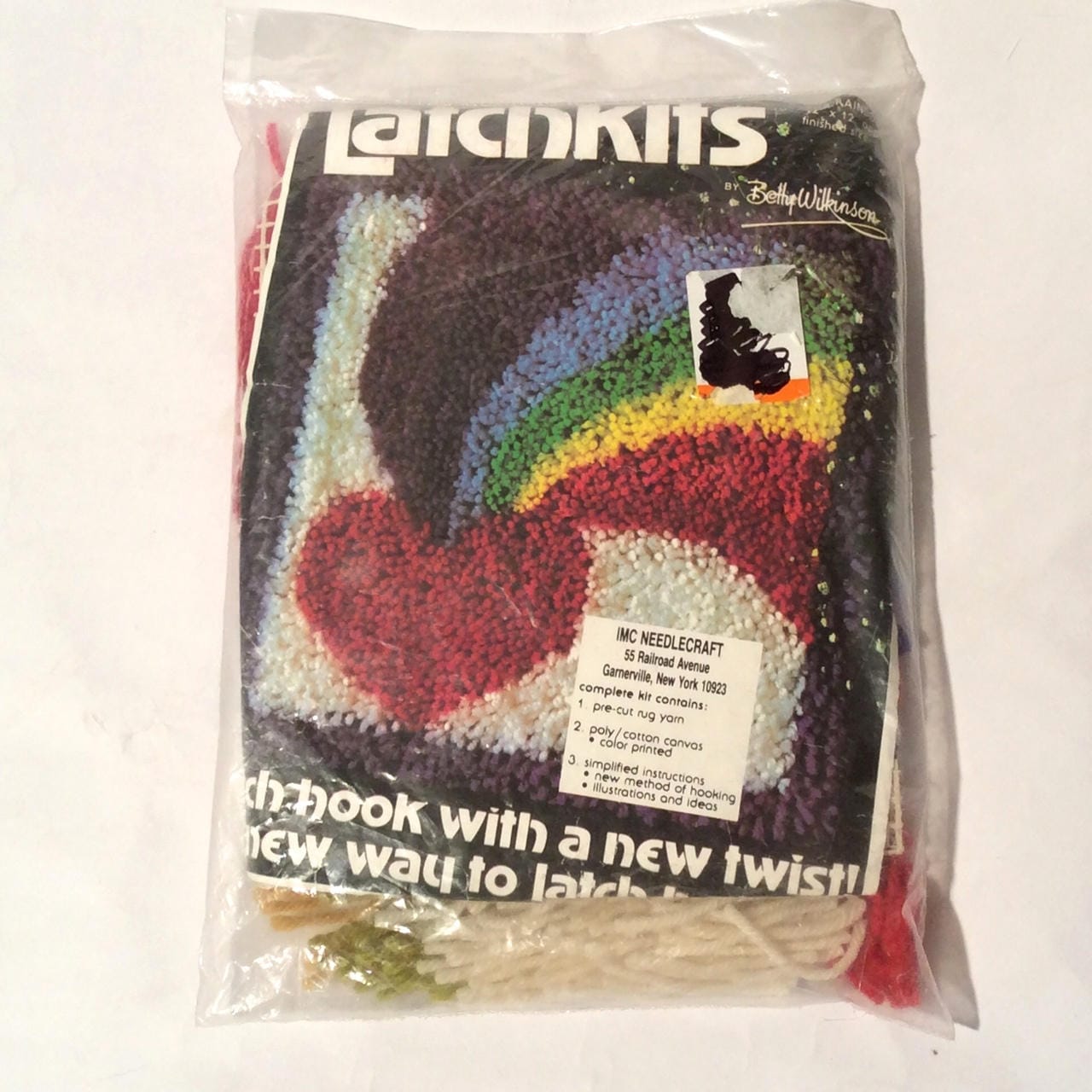 Vintage 1980s Latchkits Latch Hook Heart Rainbow Pride Cute