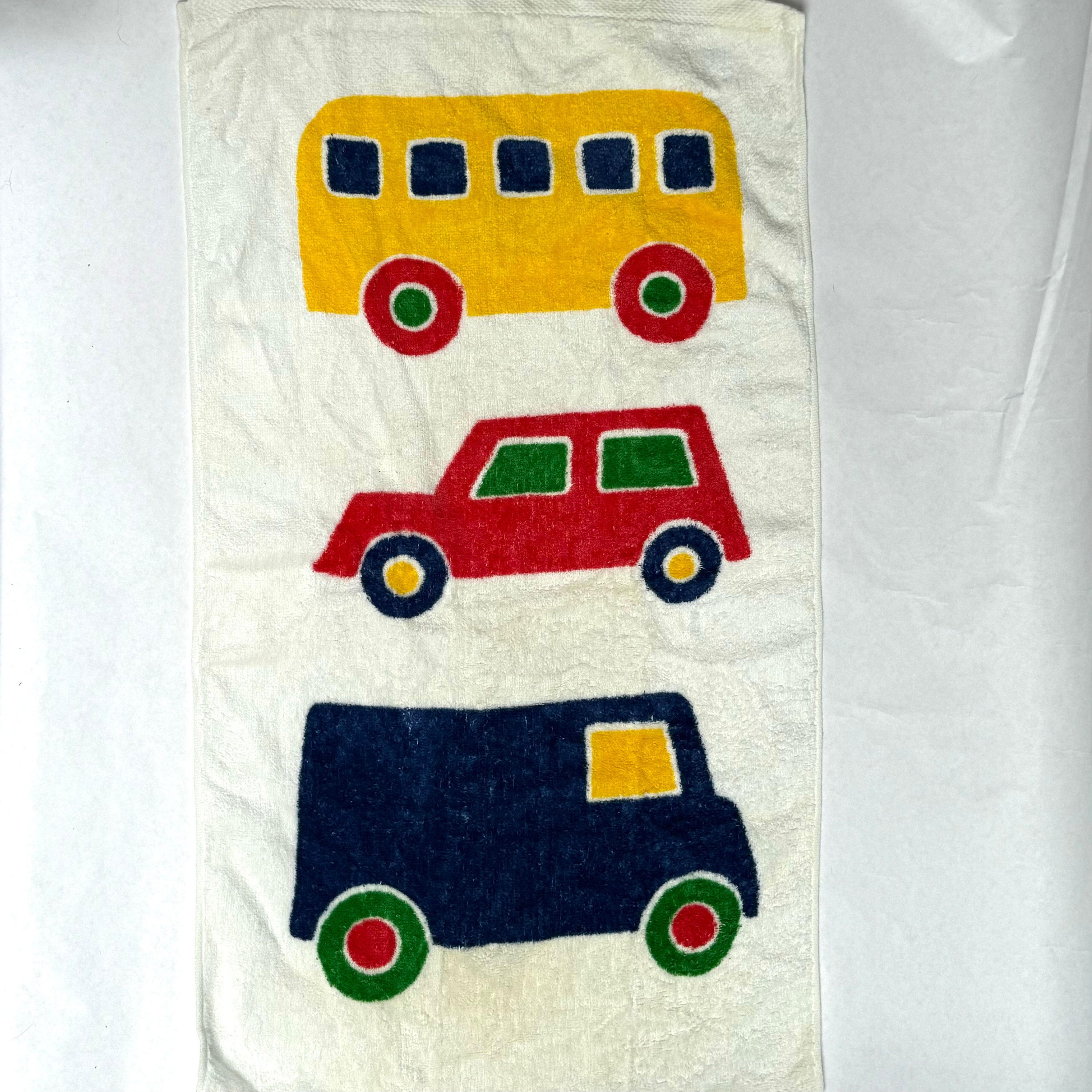 Vintage 1980s Marimekko Boo Boo Trucks Cars Buses Hand Towel