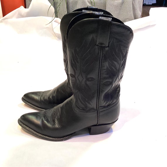 Vintage Tony Lama Women's 7B Black Cowboy Boots/Ex
