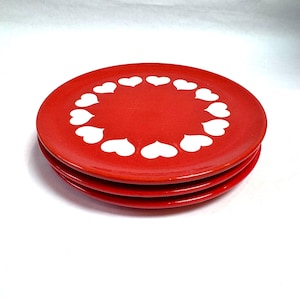 Vintage 1980s Set of 3 Waechtersbach Heart Plates/7.5 inch Diameter Salad Plates/Clean and Bright/Iconic Love All Serve All