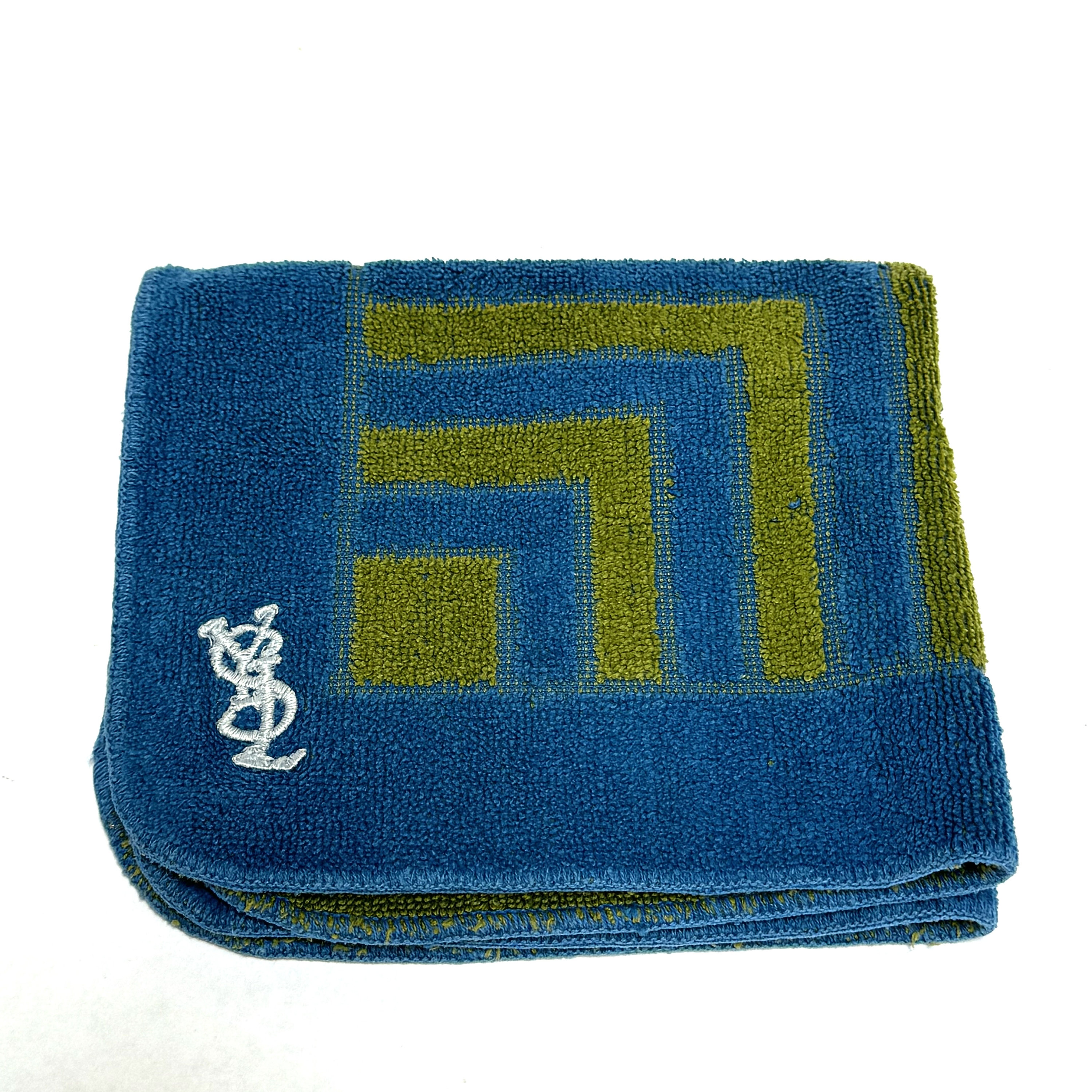 Vintage 1970s Yves Saint Laurent Fieldcrest Washcloth Blue and
