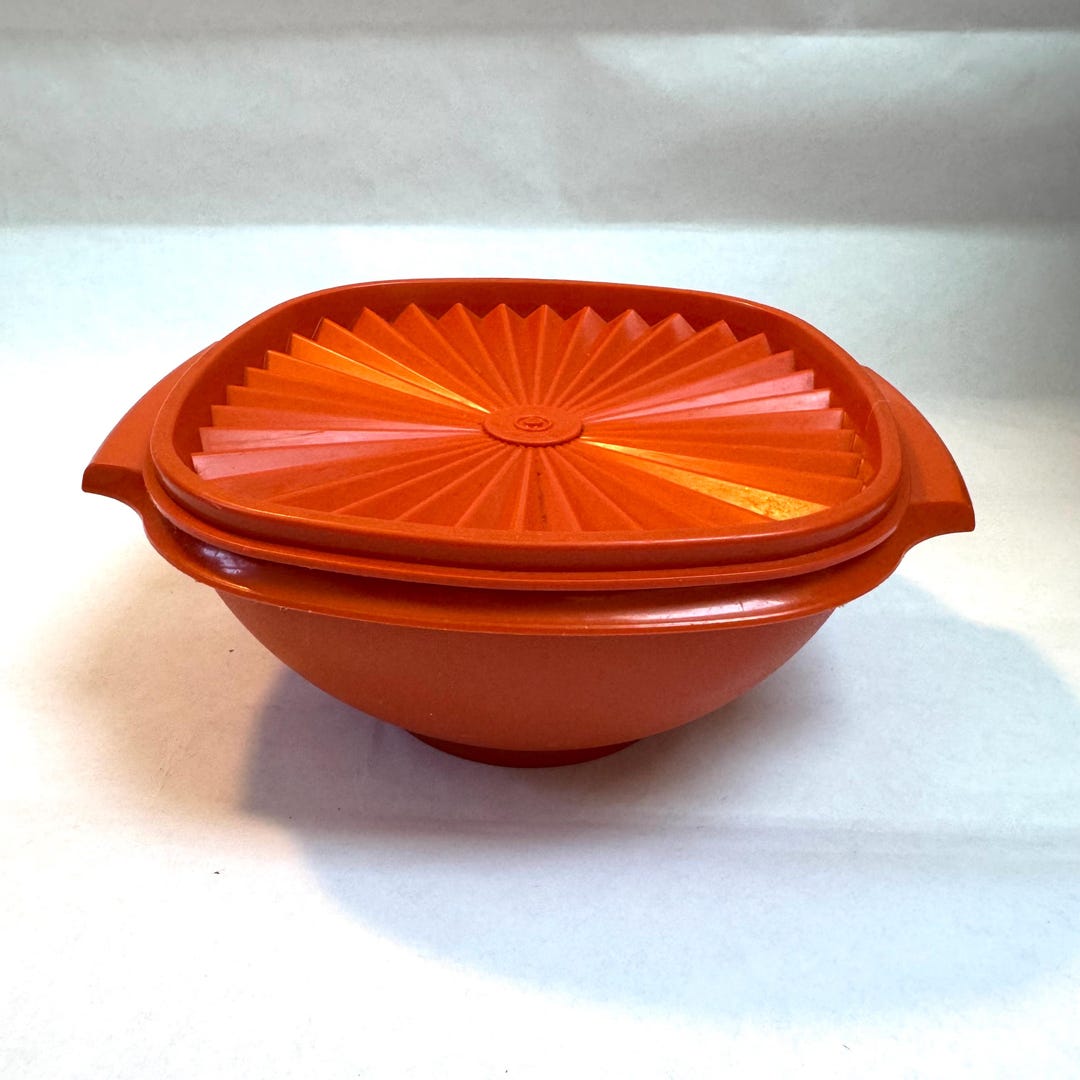 Tupperware Orange Color Vintage 1970s Orange Tupperware Medium Sized Plastic Container With ...