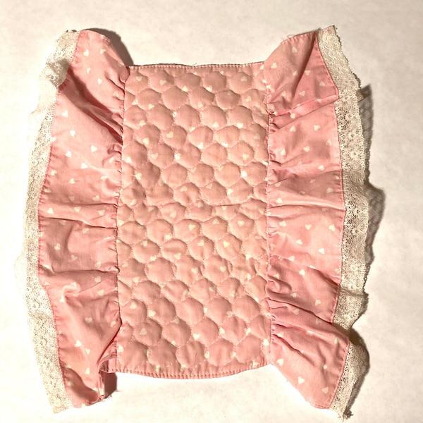 Vintage 1980s Pink Quilted Canopy Bedspread for 11.5"/30 cm Fashion Doll 1:6 Scale Miniature Linen Comforter/Dollhouse bedroom decor