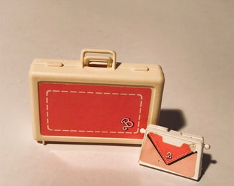 Vintage 1980s Barbie briefcase and Pocketbook/Miniature/Prop/Doll/classic initial of brand