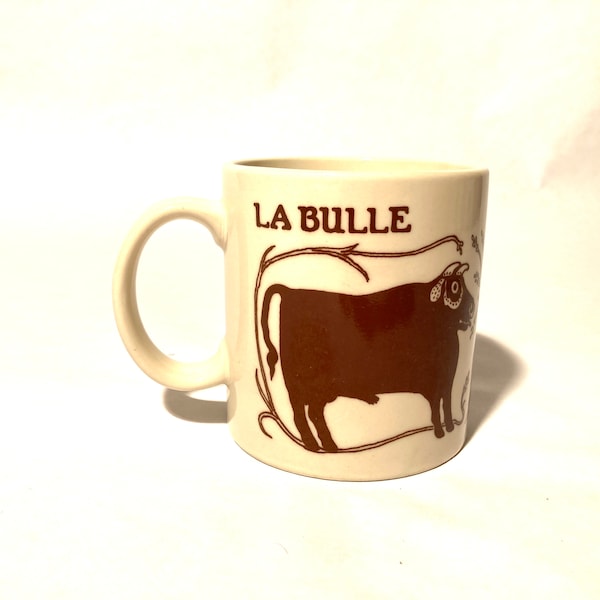 Vintage 1970s Taylor and Ng Original La Bulle/La Vache Bull and Cow Ceramic Coffee/Tea Iconic Mug/Collectible Animal Series/Amazing Graphics