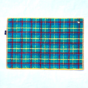 Vintage Early 1990s Ralph Lauren Blue Label Red Blue Yellow Reversible Plaid Golf Towel/Vintage Preppy Country Club Love/Made in USA/Yay!