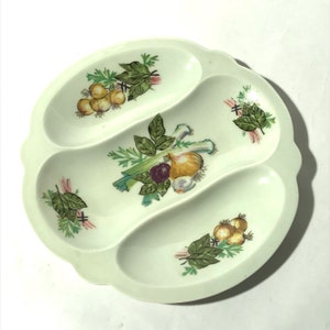 Vintage Limoges Haviland 3 Section Celery and Vegetables Graphic Serving Dish Plate/10 x 10 inches/So So Swanky
