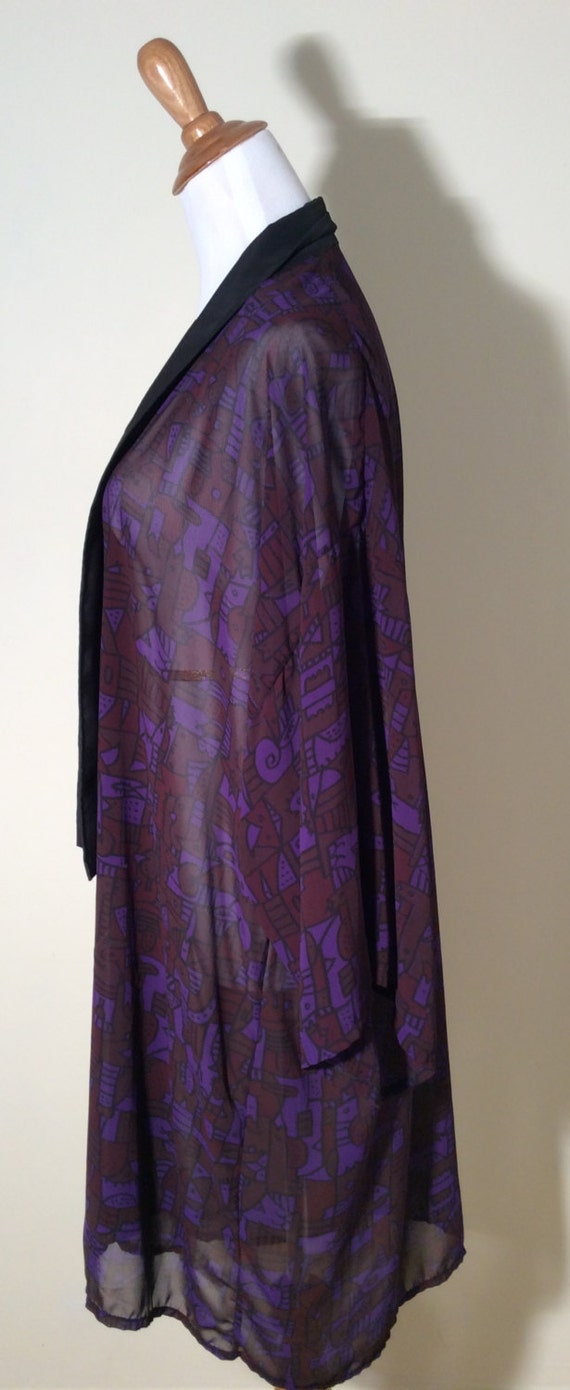 Vintage Early 1990s Sheer Purple and Black Artist… - image 3