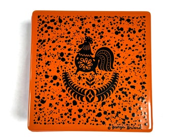 Vintage 1960s Mid Century Georges Briard 4.5 Inch Metal Tiles/12 Available/Rare/Trivet/Backsplash/Enamel/Collectors/Iconic Graphic
