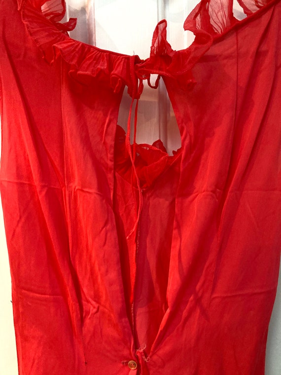 Vintage Late 1960s Super Hot Red Nylon Lingerie N… - image 3