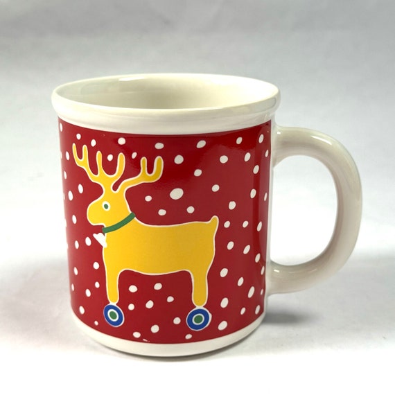 Vintage 1980s Marimekko Christmas Xmas Reindeer on Wheels Boo Boo
