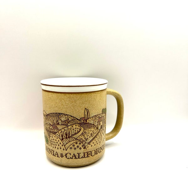 Vintage 1970s Iconic Relief California Souvenir Mug/Classic 1970s Brown Farmland Field Back to Nature Graphic/Happy Gift Me Please