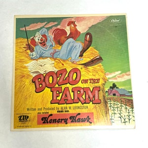Vintage 1970s Bozo on the Farm/Bozo the Clown Children&#39;s Retro Vinyl Collectible Record