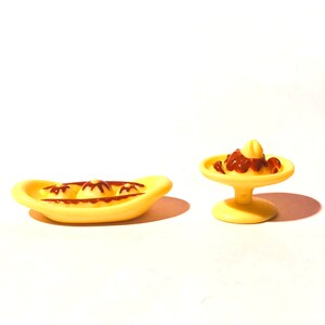 Vintage 1990s 11.5&quot;/30 cm Fashion Doll 1:6 Scale Miniature Banana Split and Ice Cream Sundae Miniature Minis of Yum in your Tum/Great Detail