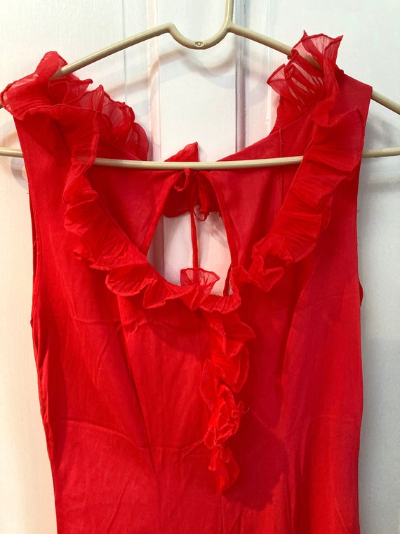 Vintage Late 1960s Super Hot Red Nylon Lingerie N… - image 1