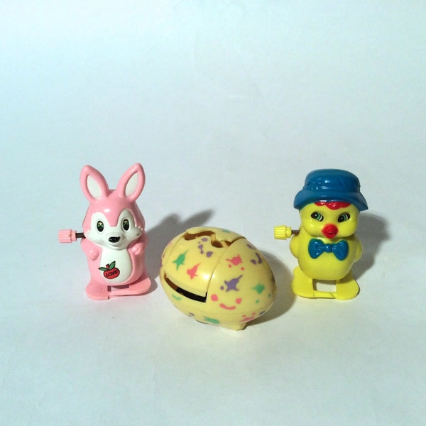 Vintage 1980s Easter Windup Toys, Adorable and Festive/Perfect for Easter Baskets/Wandering and Wonderful/Bunny Egg Duck