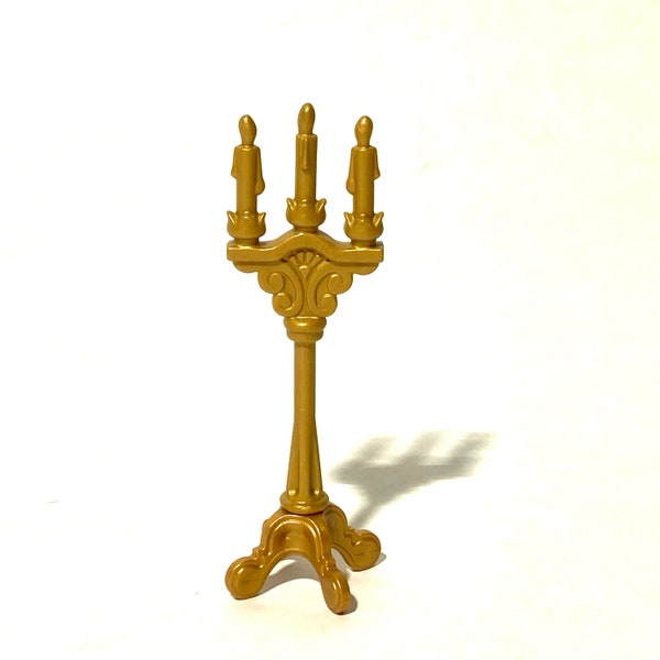 Vintage 1990s 11.5"/30 cm Fashion Doll 1:6 Scale Dollhouse Miniature Gold Candelabra/Single/Interior Decorating/Dining Room/Living Room