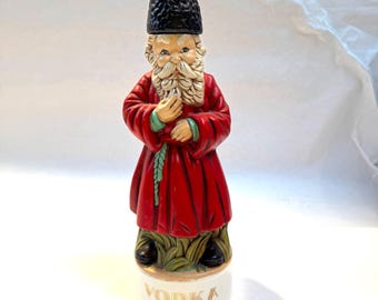 Vintage 1960s Russian Cossack Figural Vodka Decanter/Cute and Fierce and Collectible/Vodka Fans Rejoice!