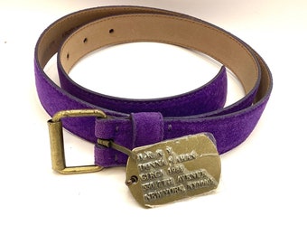 Donna Karan Leather Wide Belt MADE in ITALY Genuine Leather Deep Purple Vtg New Donna Karan Leather Wide Belt MADE in ITALY Genuine Leather  main image 2